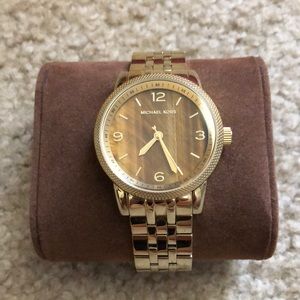 Michael Kors Tiger Eye Dial Gold Bracelet Watch